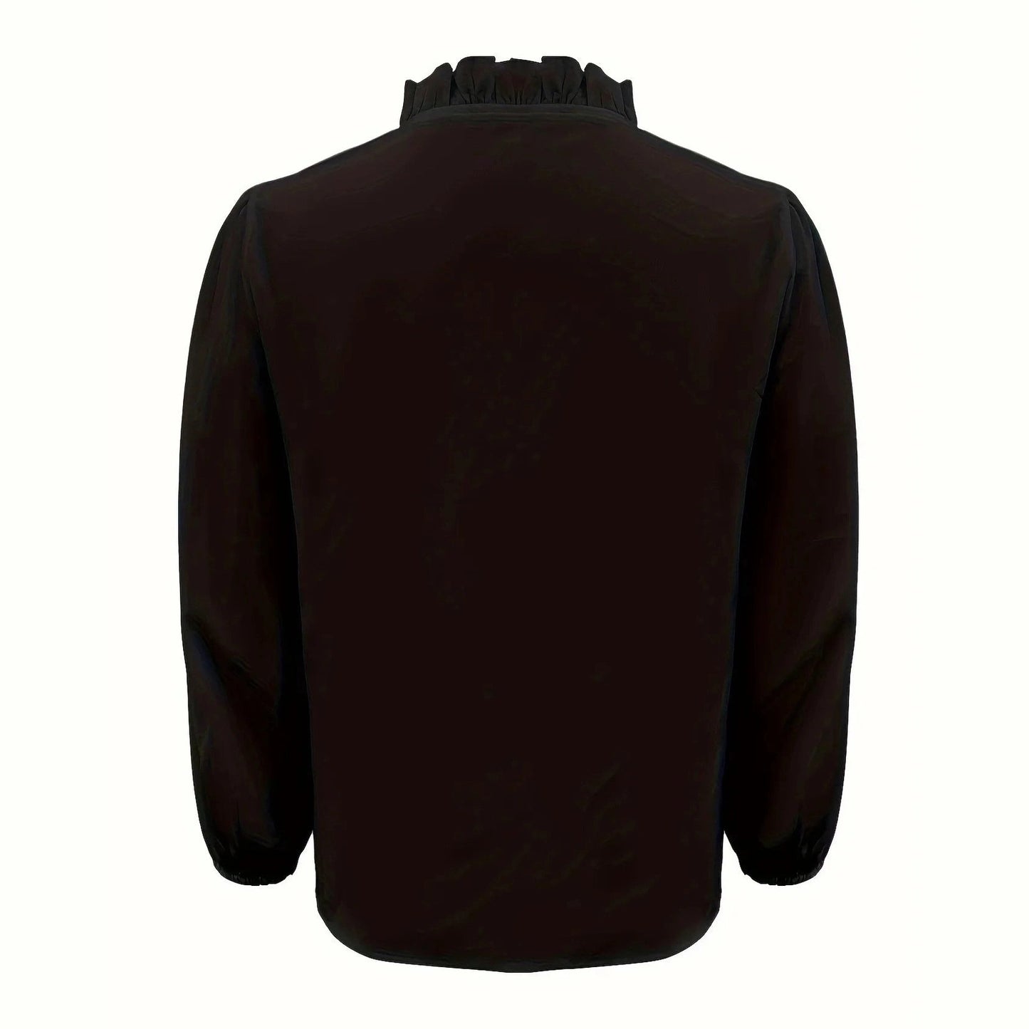 Claribel Black V Neck Ruffle Trim Blouse