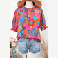 Clarita PLUS SIZE Floral Print Frilly Neck Puff Sleeve Blouse