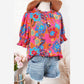 Clarita PLUS SIZE Floral Print Frilly Neck Puff Sleeve Blouse