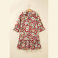 Clarita Red Floral Print Half Sleeve Short Shift Dress