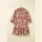 Clarita Red Floral Print Half Sleeve Short Shift Dress