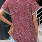 Claudeth Red Lace Trim Short Sleeve Blouse