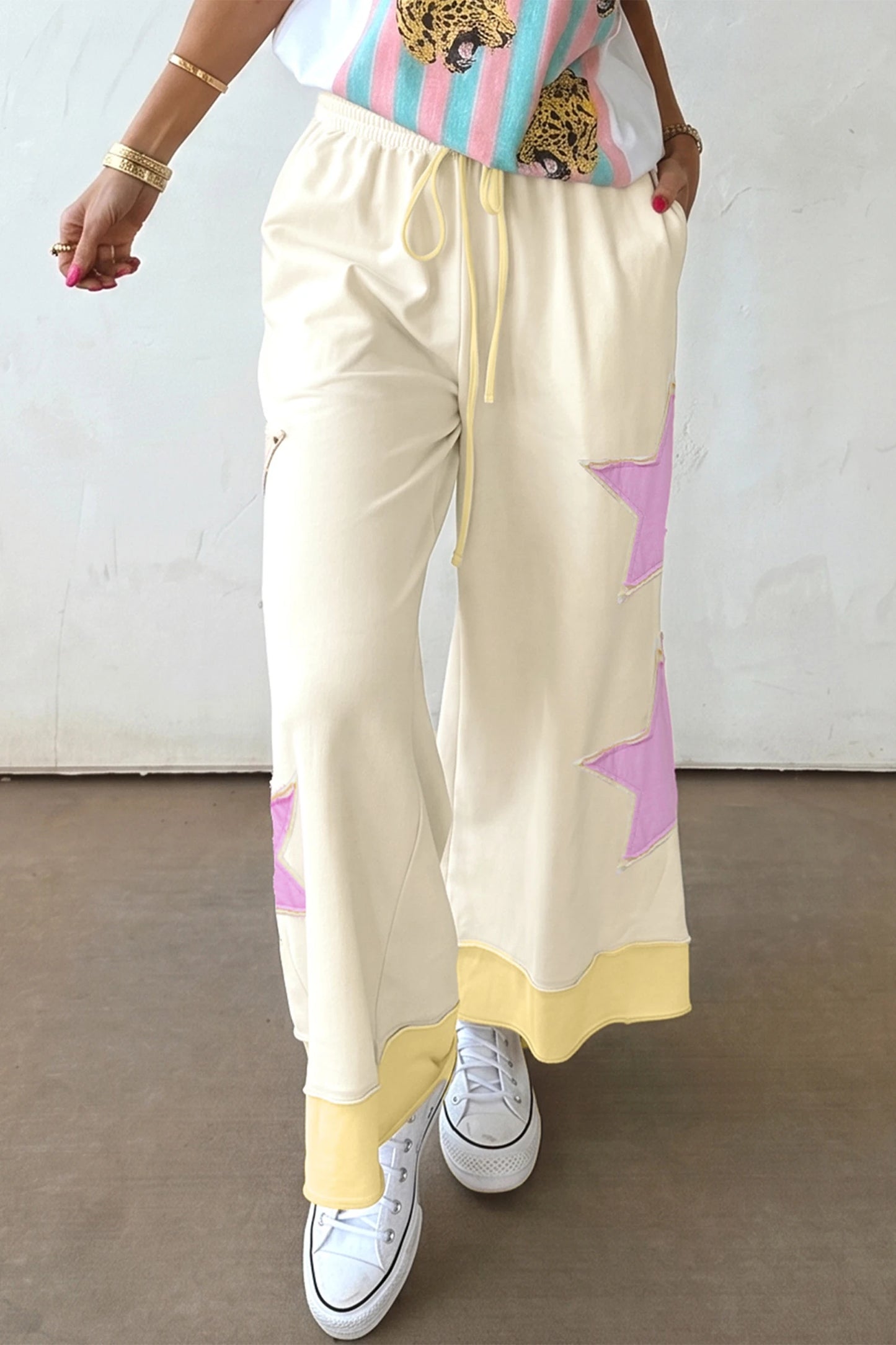 Claudia Color-Blocked Star Patchwork Pants