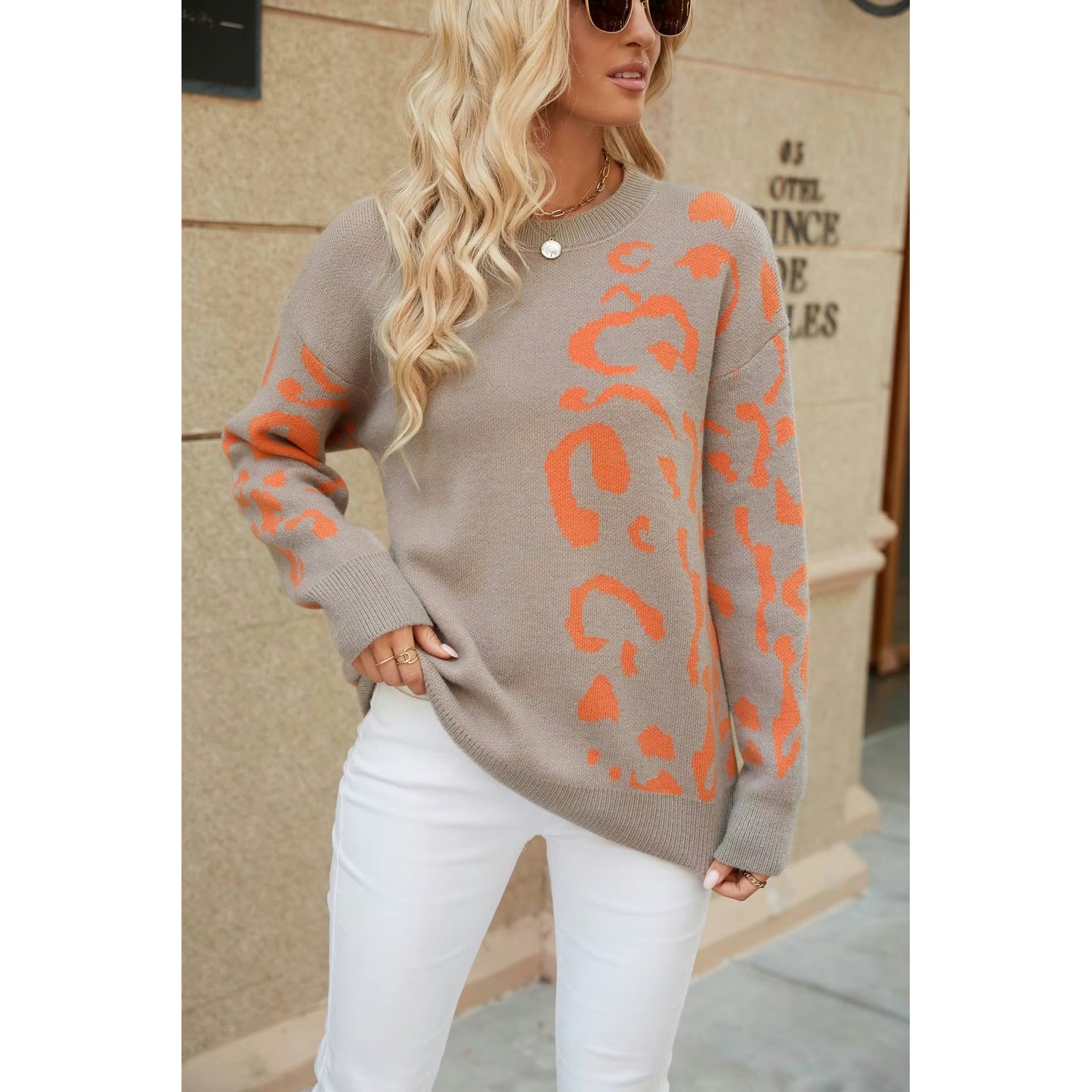 Claudine Orange Safari Sweater