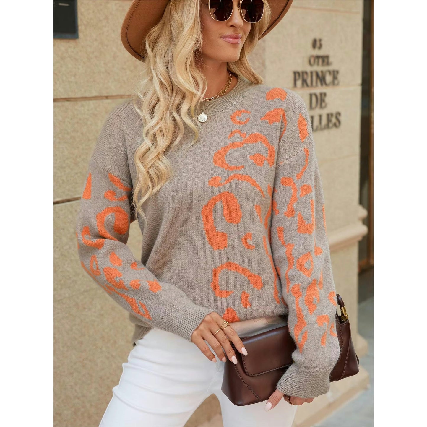 Claudine Orange Safari Sweater