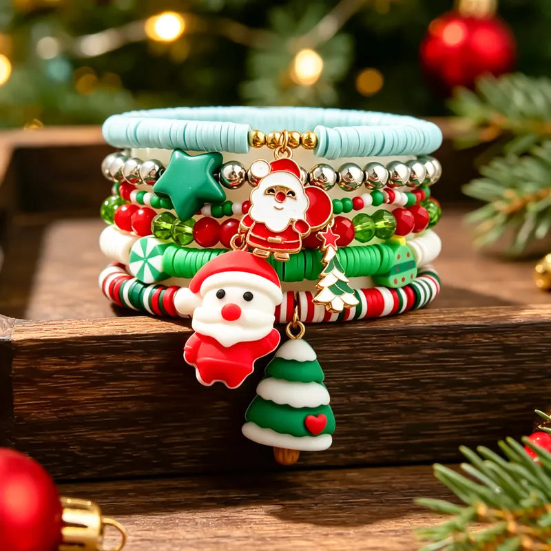 Merry & Bright Charm Clay Bracelet Stack