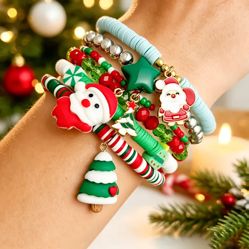 Merry & Bright Charm Clay Bracelet Stack