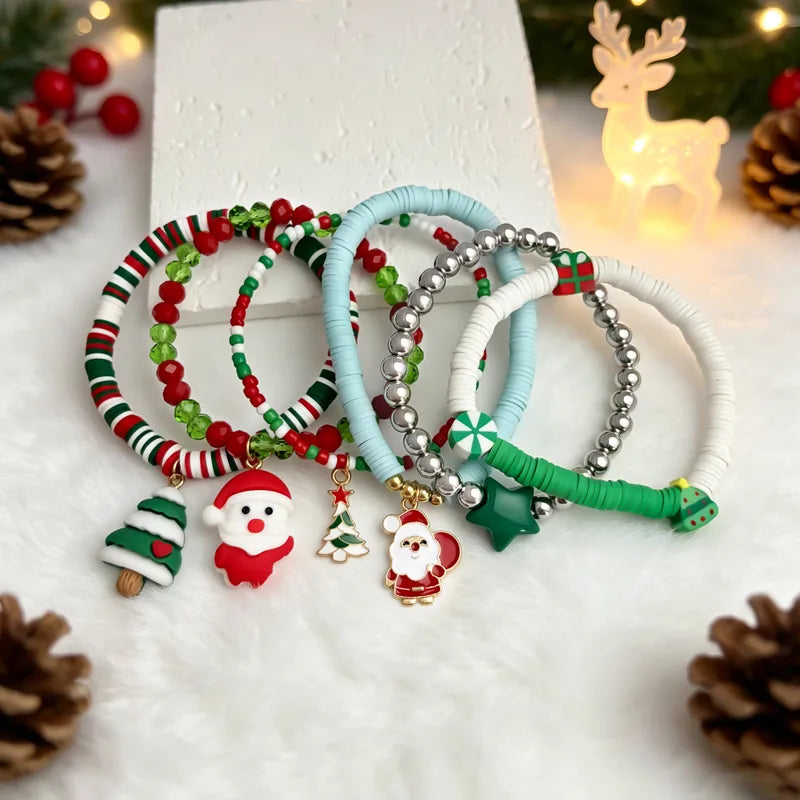 Merry & Bright Charm Clay Bracelet Stack