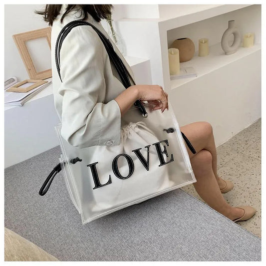 Clear Love Tote Bag w/ Inner Pouch - 3 Colors