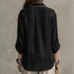 Clementine Black Contrast Piped Button‑Up Blouse