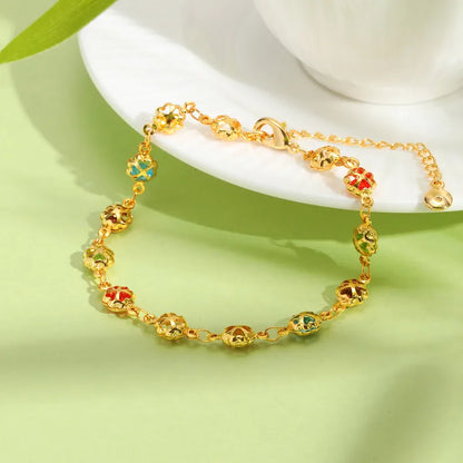 Multicolor Clover 18K Gold Plated Bracelet