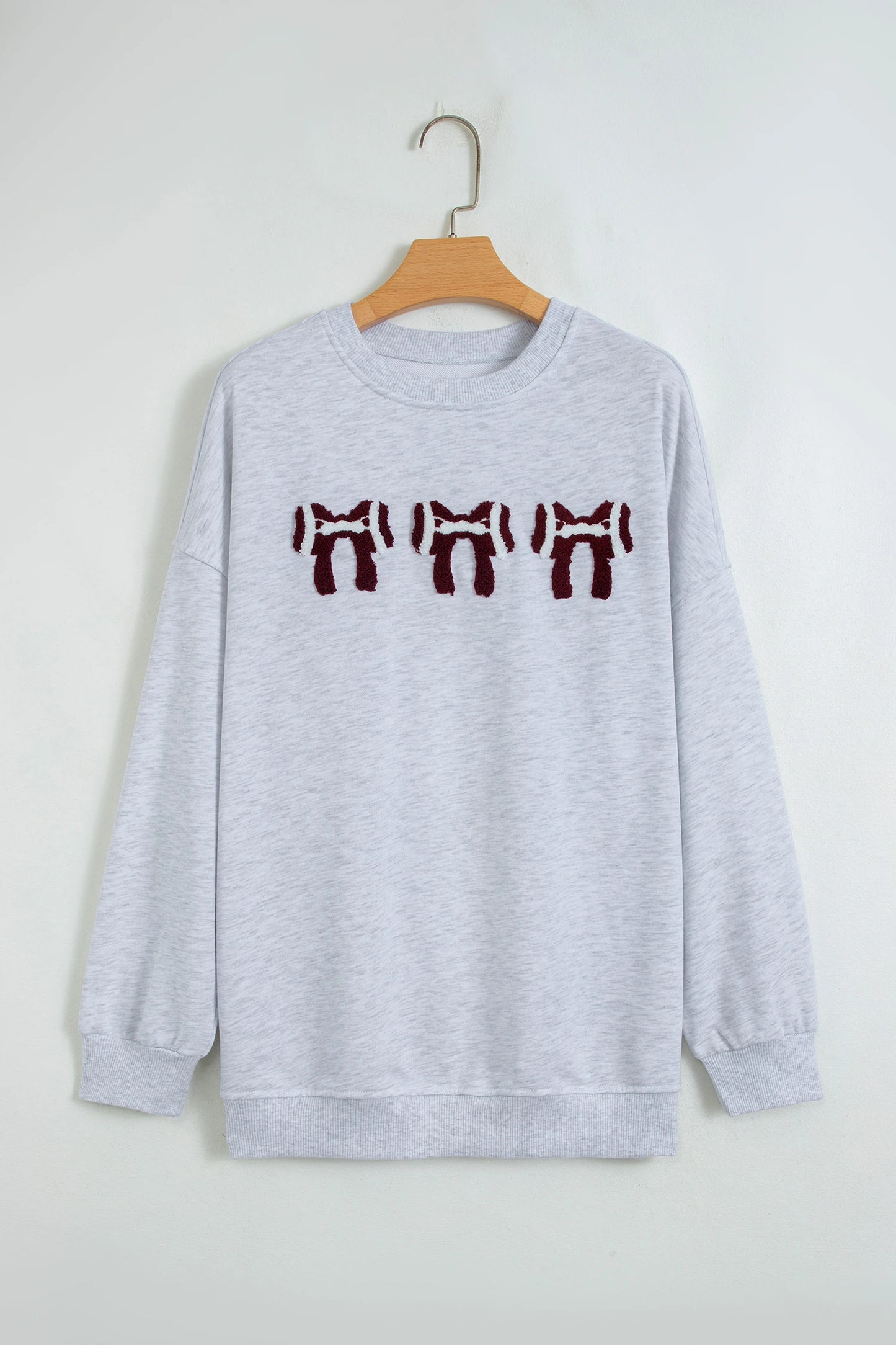 Cobie Chenille Embroidered Rugby Bow Game Day Oversized Sweatshirt
