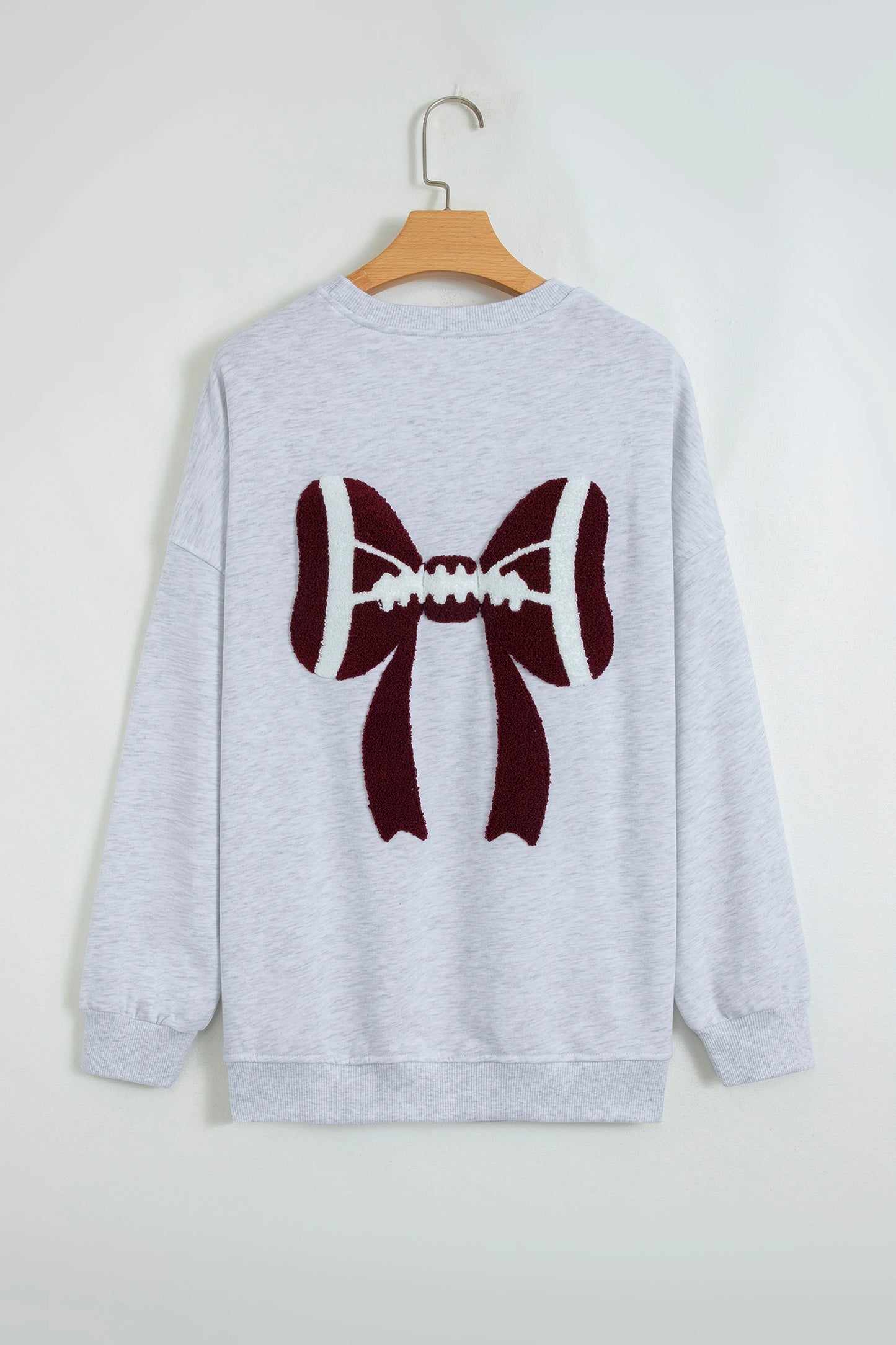 Cobie Chenille Embroidered Rugby Bow Game Day Oversized Sweatshirt