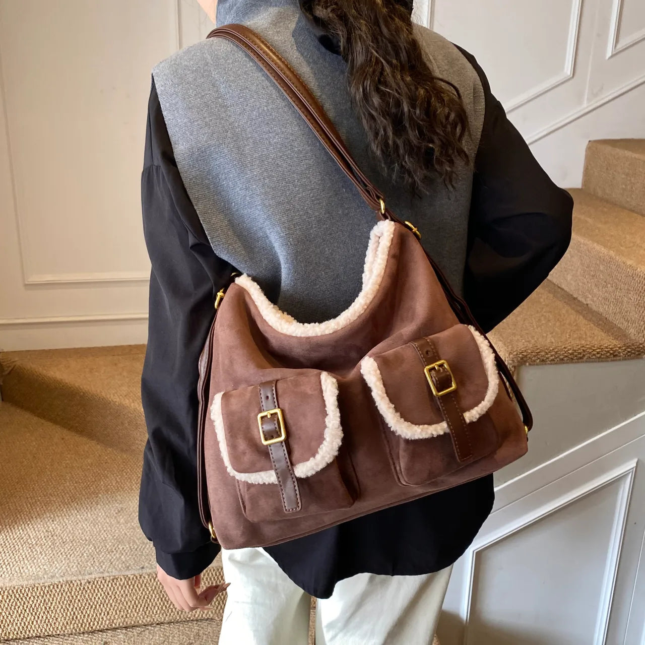 The Hearthside Faux Suede Satchel - 2 Colors