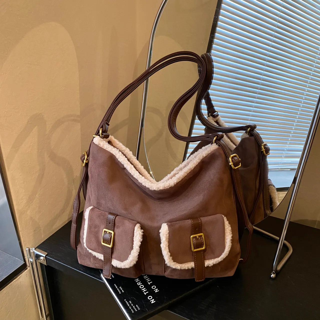 The Hearthside Faux Suede Satchel - 2 Colors