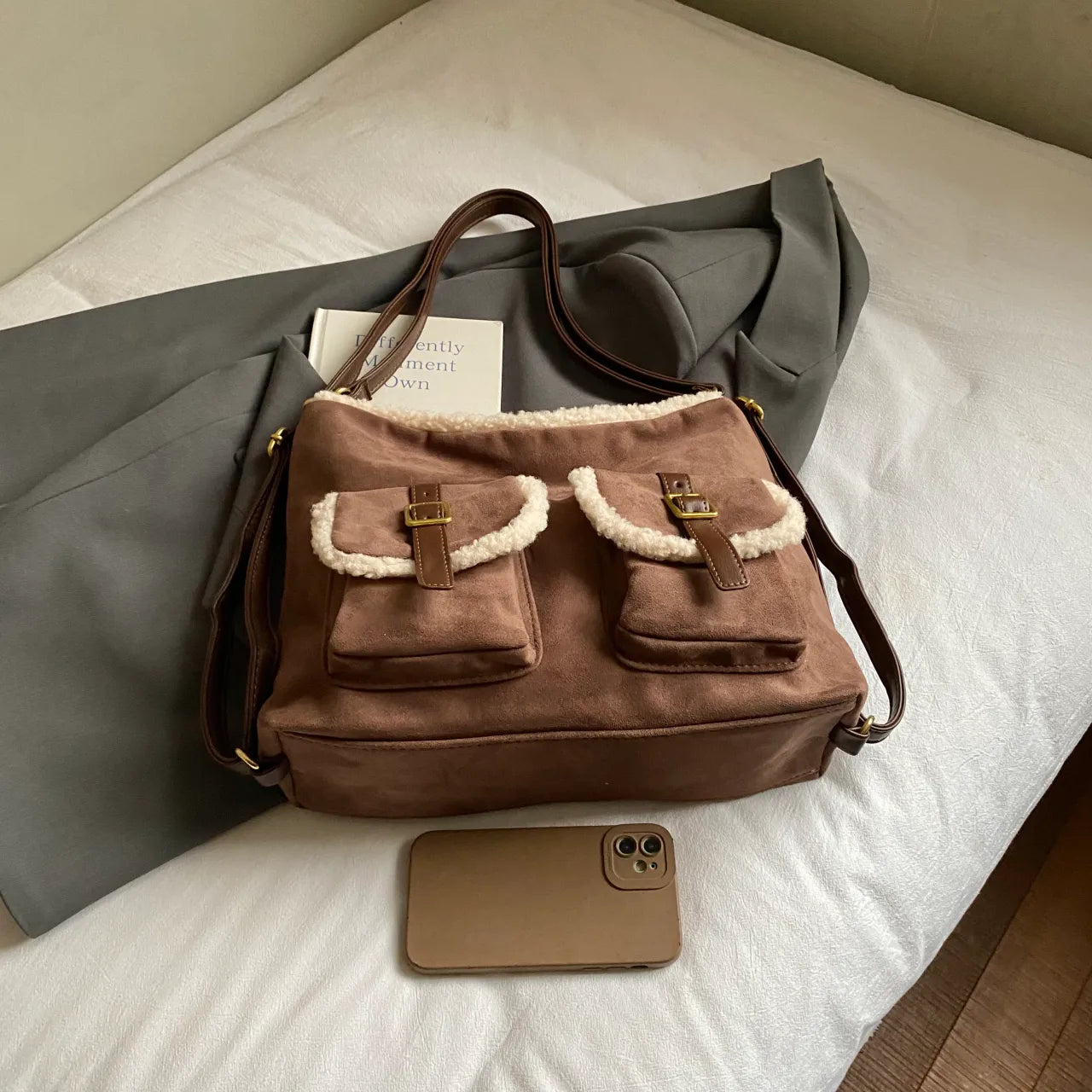 The Hearthside Faux Suede Satchel - 2 Colors