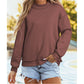 Alessia Coffee Oversize Drop Shoulder Reversible Mock Neck Sweatshirt