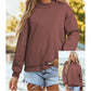 Alessia Coffee Oversize Drop Shoulder Reversible Mock Neck Sweatshirt