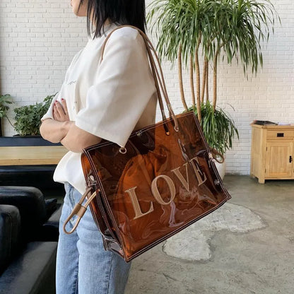 Clear Love Tote Bag w/ Inner Pouch - 3 Colors