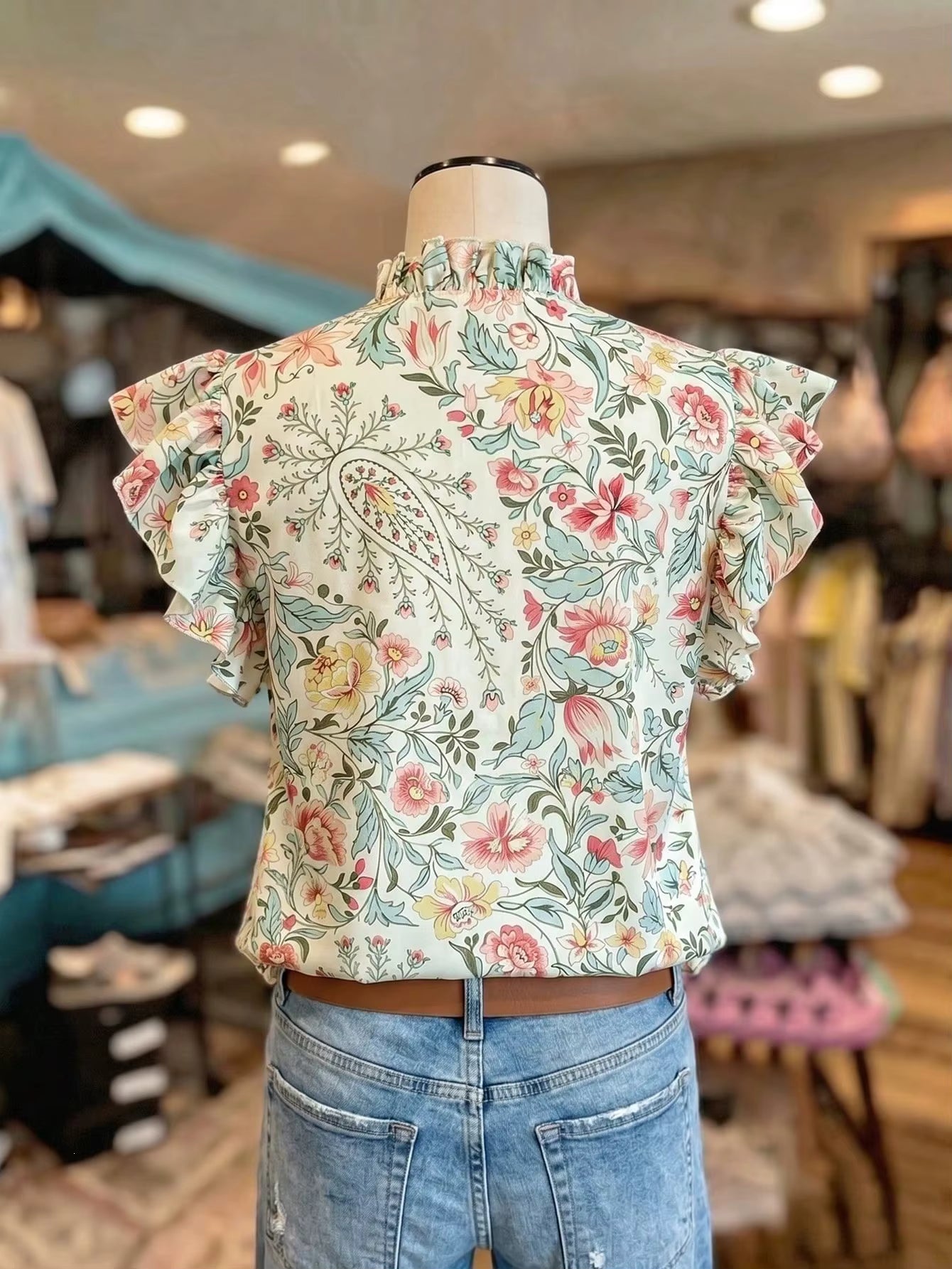 Colette Paisley Garden Ruffle Blouse