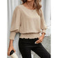 Coralie Apricot Crew Neck Shirred Detail Blouse