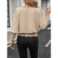 Coralie Apricot Crew Neck Shirred Detail Blouse