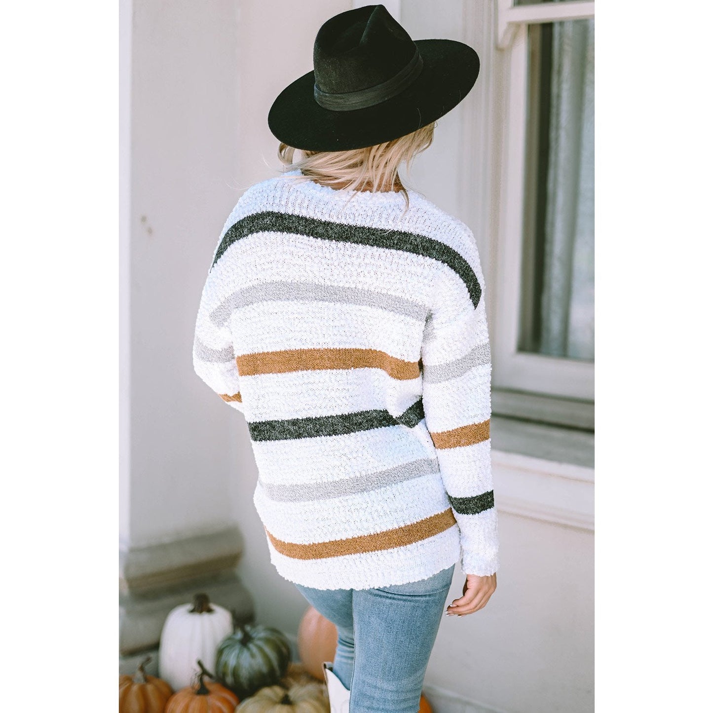 Coraline Striped Popcorn Knit Sweater