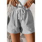 Corrine Grey Stripe Lace-up Elastic Waist Casual Pocketed Shorts