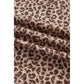 Courtlyn Brown Leopard Print Ribbed Patchwork Half Button Loose Tee Elastic Waist Short 2pcs Set