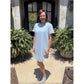 Courtnie Sky Blue Stripe Buttoned Back T-Shirt Denim Mini Dress