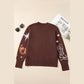 Brown Cowgirl Fashion Print Casual Sweater