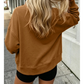 Chestnut COZY Embroidered Long Sleeve Stand Neck Shift Pullover Sweatshirt