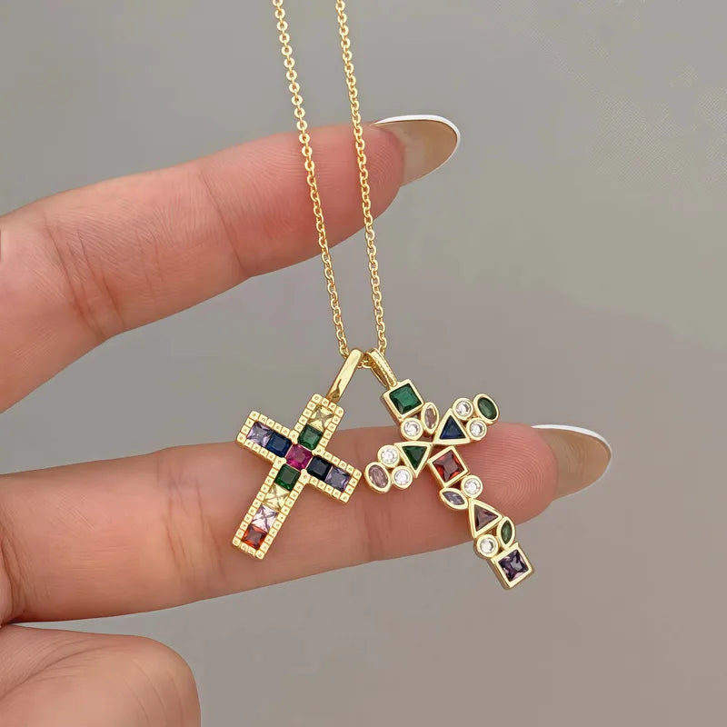 Double Pendant Cross Necklace
