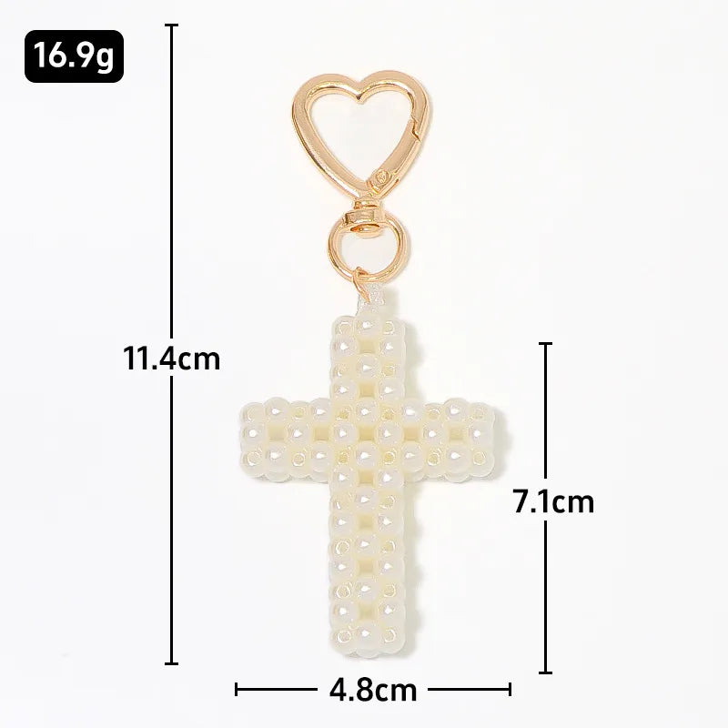 Cross Faux Pearl Bag Charm