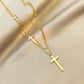 Golden Double Layer Cross Necklace