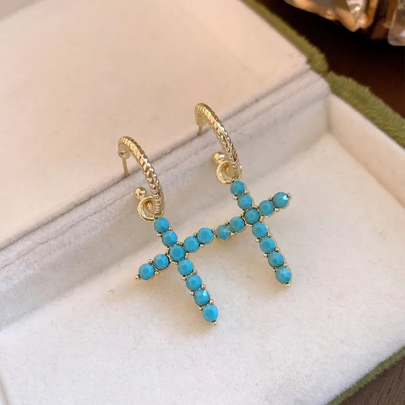 Turquoise Cross Earrings