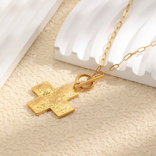 Golden Cross Toggle Necklace