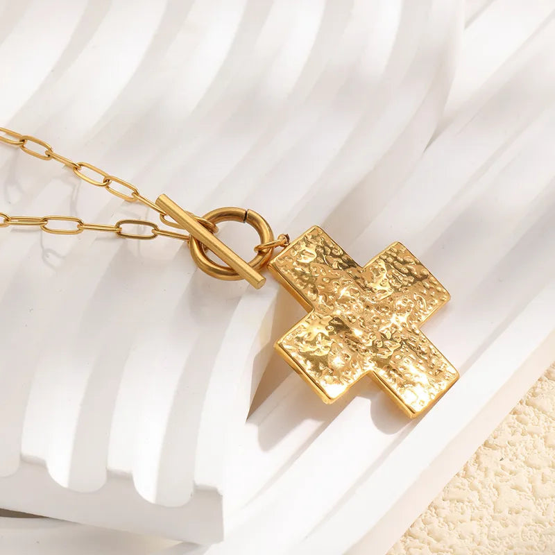 Golden Cross Toggle Necklace