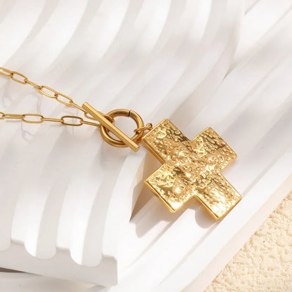Golden Cross Toggle Necklace