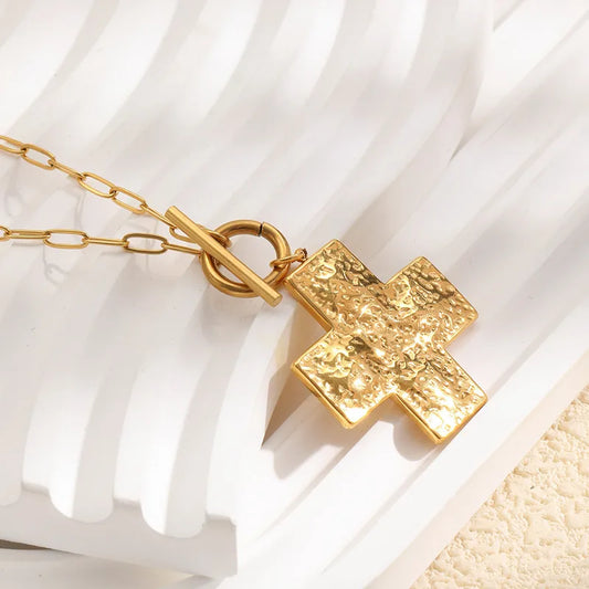 Golden Cross Toggle Necklace