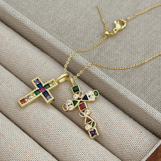 Double Pendant Cross Necklace