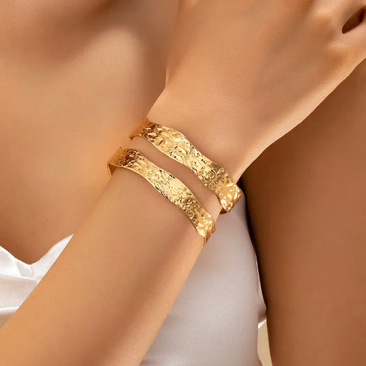 Hammered Golden Iron Cuff Bracelet