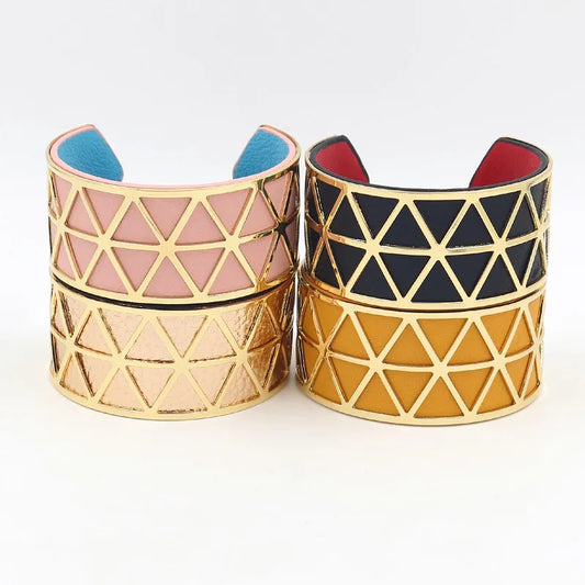 Triangle PU Leather Iron Plated Bracelet - 4 Colors