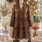 Shandra Brown Paisley Print Half Buttons Puff Sleeve Flowy Short Dress