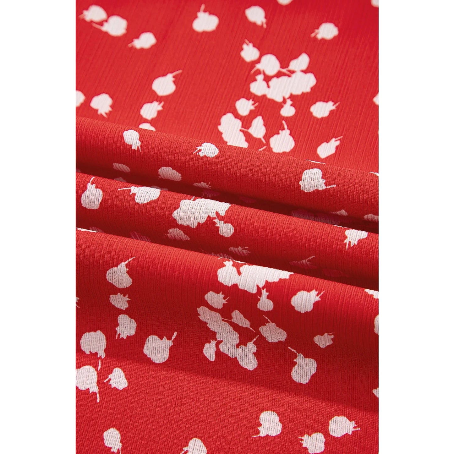 Priscilla Red Polka Dot Print Frilly Smocked Neck Short Sleeve Blouse