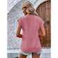 Derica Pink Short‑Sleeve V‑Neck with Button Detail