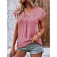 Derica Pink Short‑Sleeve V‑Neck with Button Detail