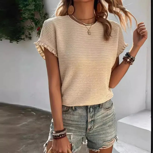 Dalia Apricot Ruffled Textured Top