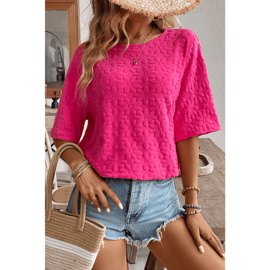RTS Daisy Flower Jacquard Half Sleeve T Shirt XS, S, M, L