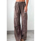 Daisy Coffee Mineral Wash Leopard Patchwork Loose Pants